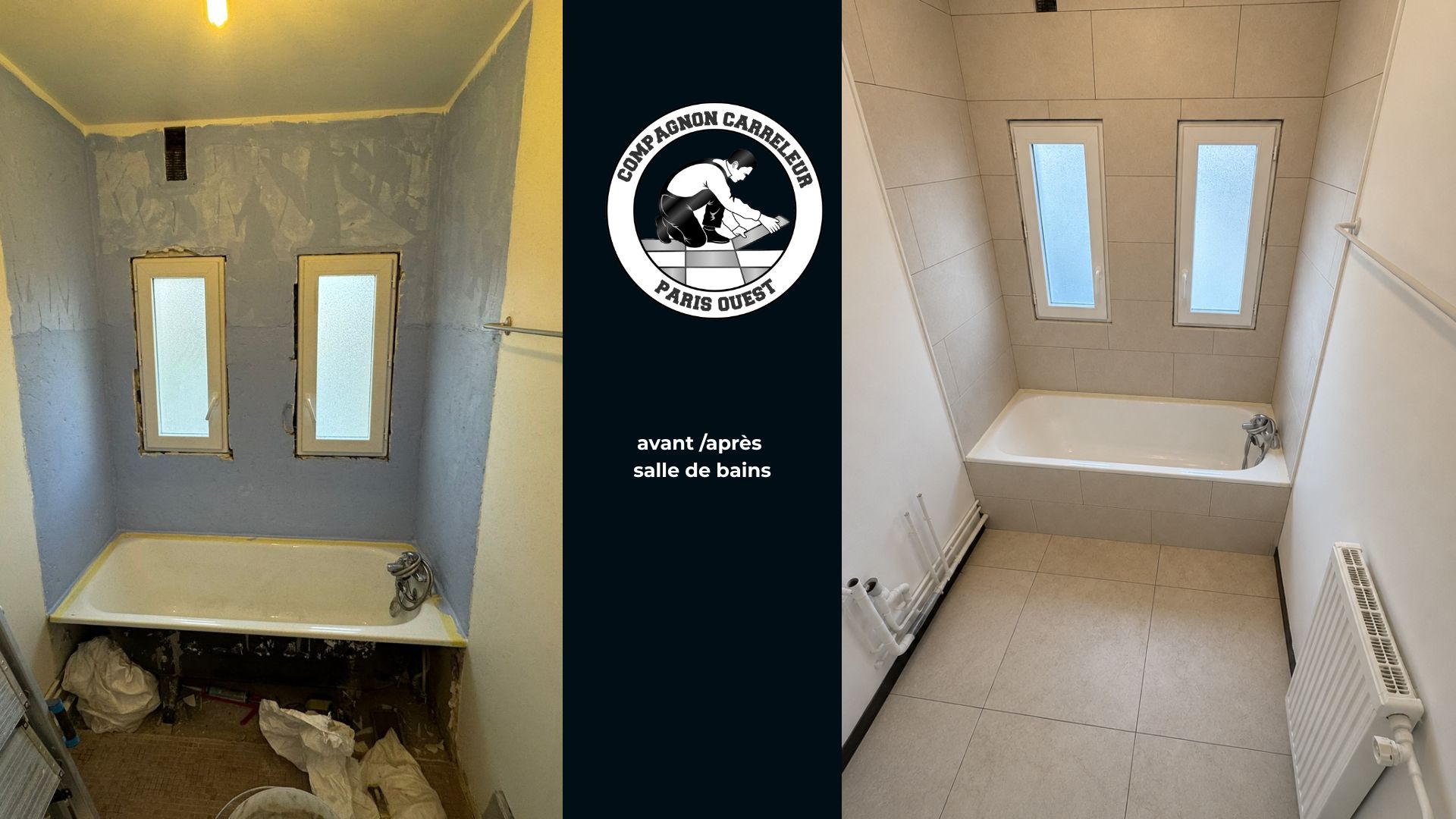 Rénovation d'une salle de bains à Courbevoie, changement du carrelage sol et murs